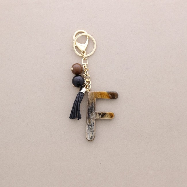 RESIN INITIAL LETTER F PENDANT KEYCHAIN