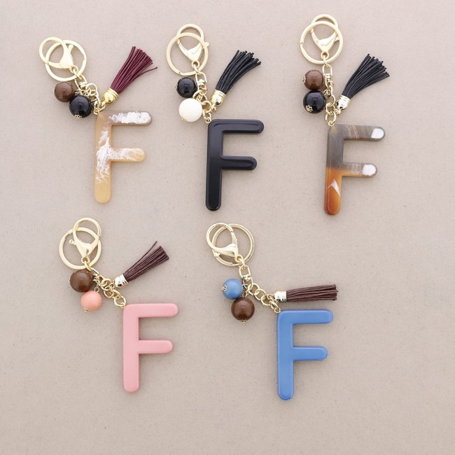 RESIN INITIAL LETTER F PENDANT KEYCHAIN