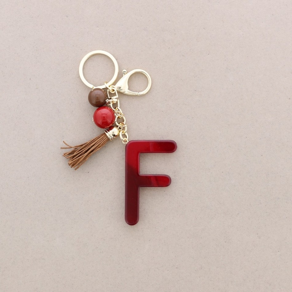 RESIN INITIAL LETTER F PENDANT KEYCHAIN