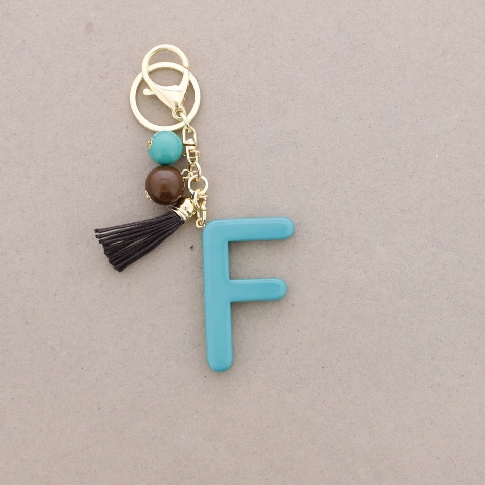 RESIN INITIAL LETTER F PENDANT KEYCHAIN
