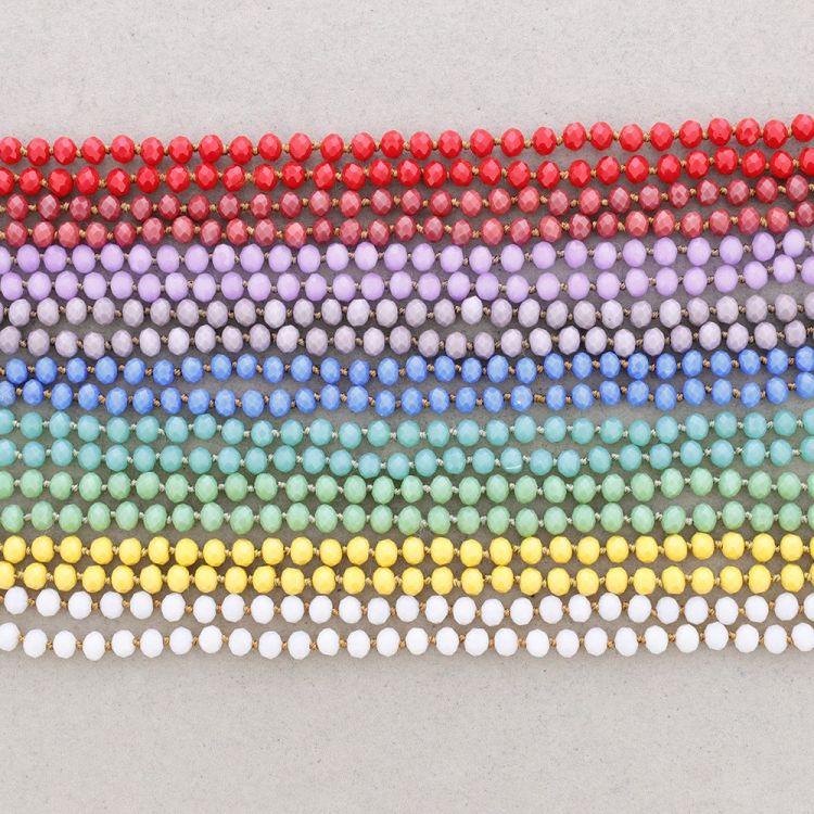 LONG NECKLACE KNOTS WITH FACETED CRYSTALS 1.2M*8MM 2