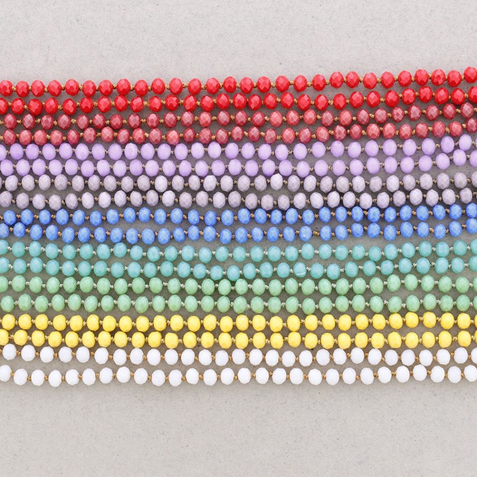 COLLAR LARGO NUDOS CRISTALES FACETADOS 1.2M*8MM