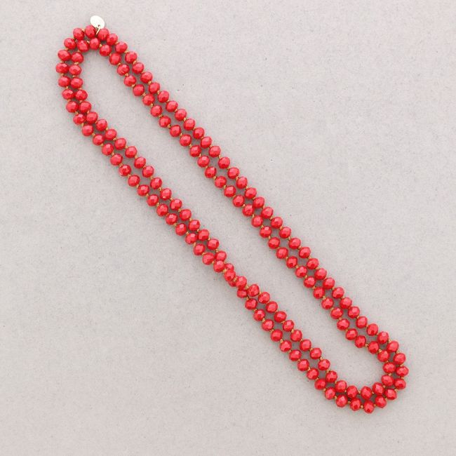 LONG NECKLACE KNOTS WITH FACETED CRYSTALS 1.2M*8MM