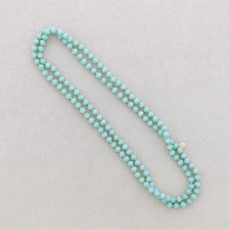 LONG NECKLACE KNOTS WITH FACETED CRYSTALS 1.2M*8MM
