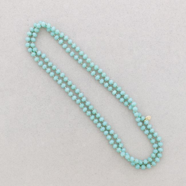 LONG NECKLACE KNOTS WITH FACETED CRYSTALS 1.2M*8MM