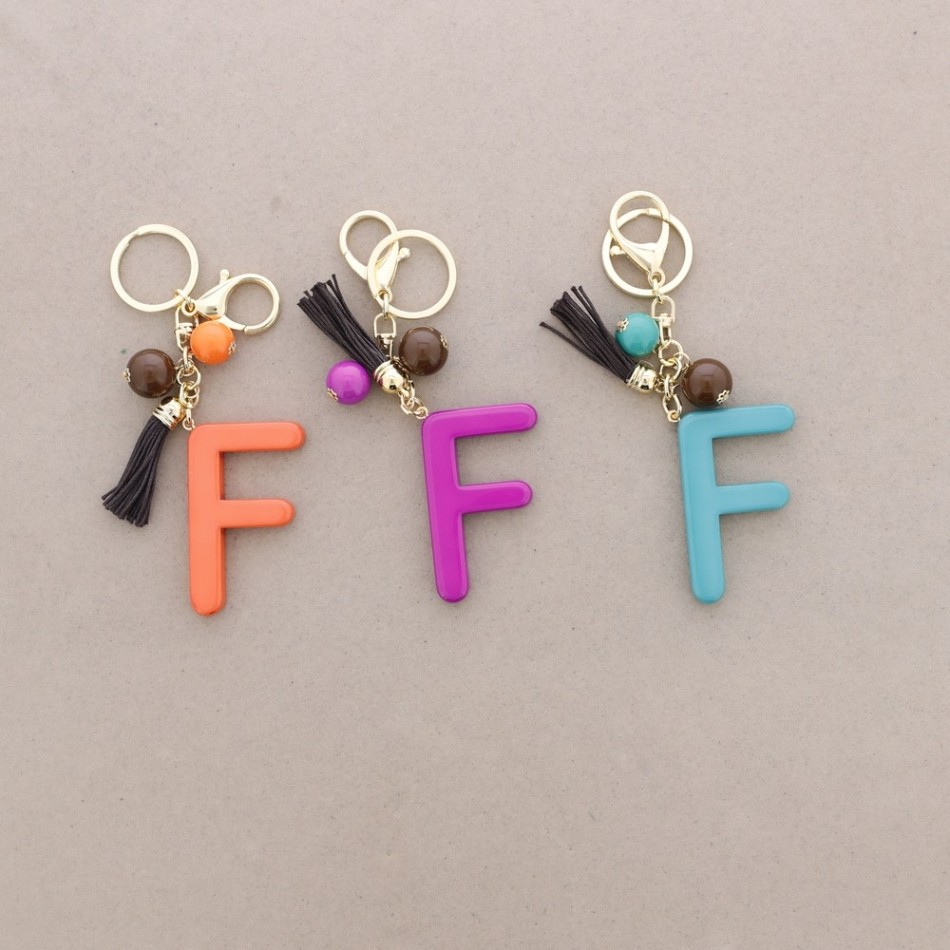 RESIN INITIAL LETTER F PENDANT KEYCHAIN
