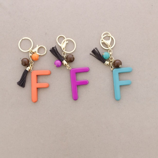 RESIN INITIAL LETTER F PENDANT KEYCHAIN