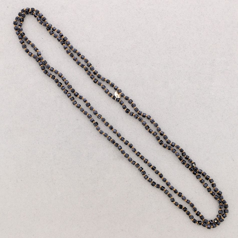 LONG NECKLACE KNOTS FACETED SQUARE BALLS CRYSTAL 1.5M*4MM