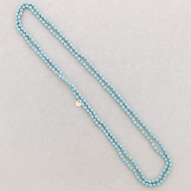 LONG NECKLACE KNOTS FACETED SQUARE BALLS CRYSTAL 1.5M*4MM