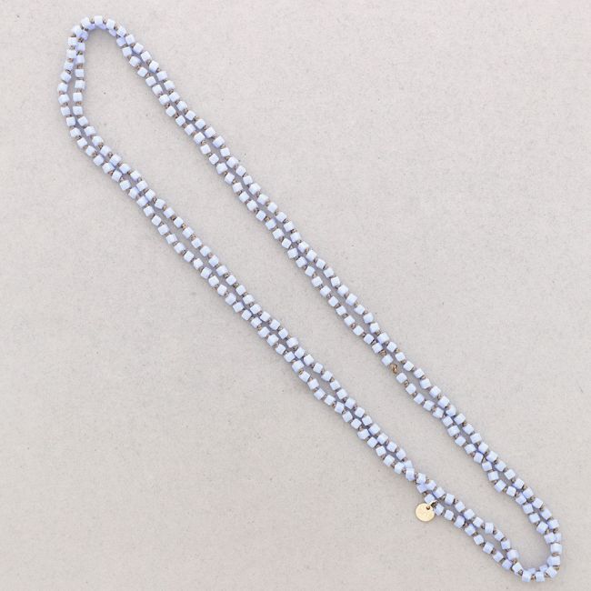LONG NECKLACE KNOTS FACETED SQUARE BALLS CRYSTAL 1.5M*4MM
