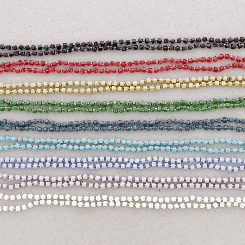 COLLAR LARGO NUDOS BOLAS CUADRADAS FACETADAS CRISTAL 1.5M*4MM