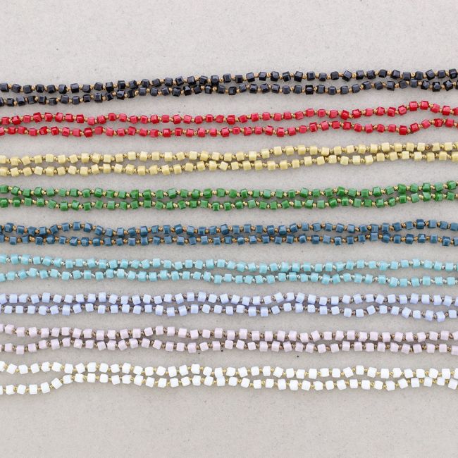 COLLAR LARGO NUDOS BOLAS CUADRADAS FACETADAS CRISTAL 1.5M*4MM