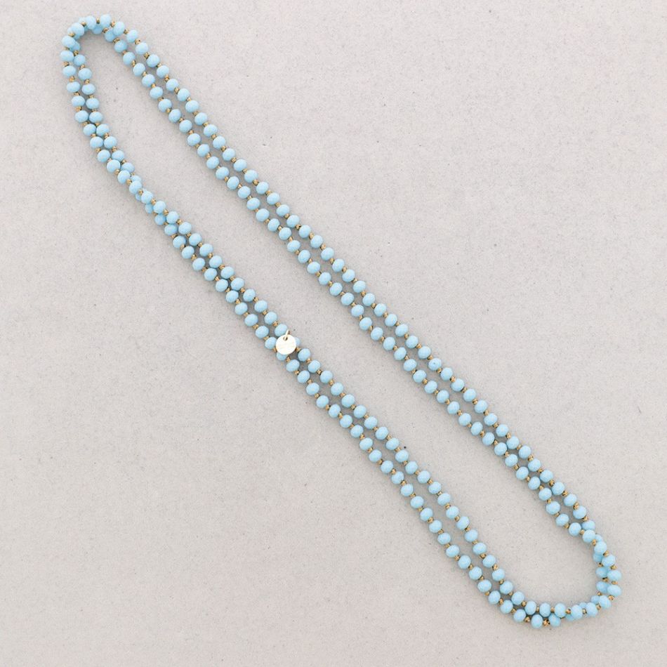 COLLAR LARGO NUDOS BOLAS FACETADAS CRISTAL 1.5M*6MM