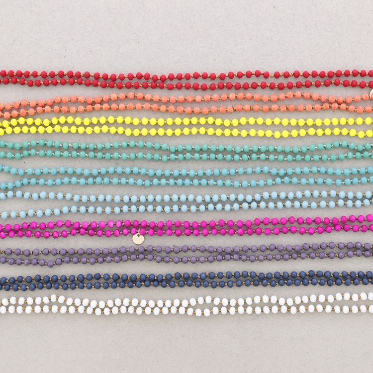 LONG NECKLACE KNOTS FACETED GLASS BALLS 1.5M*6MM* 2