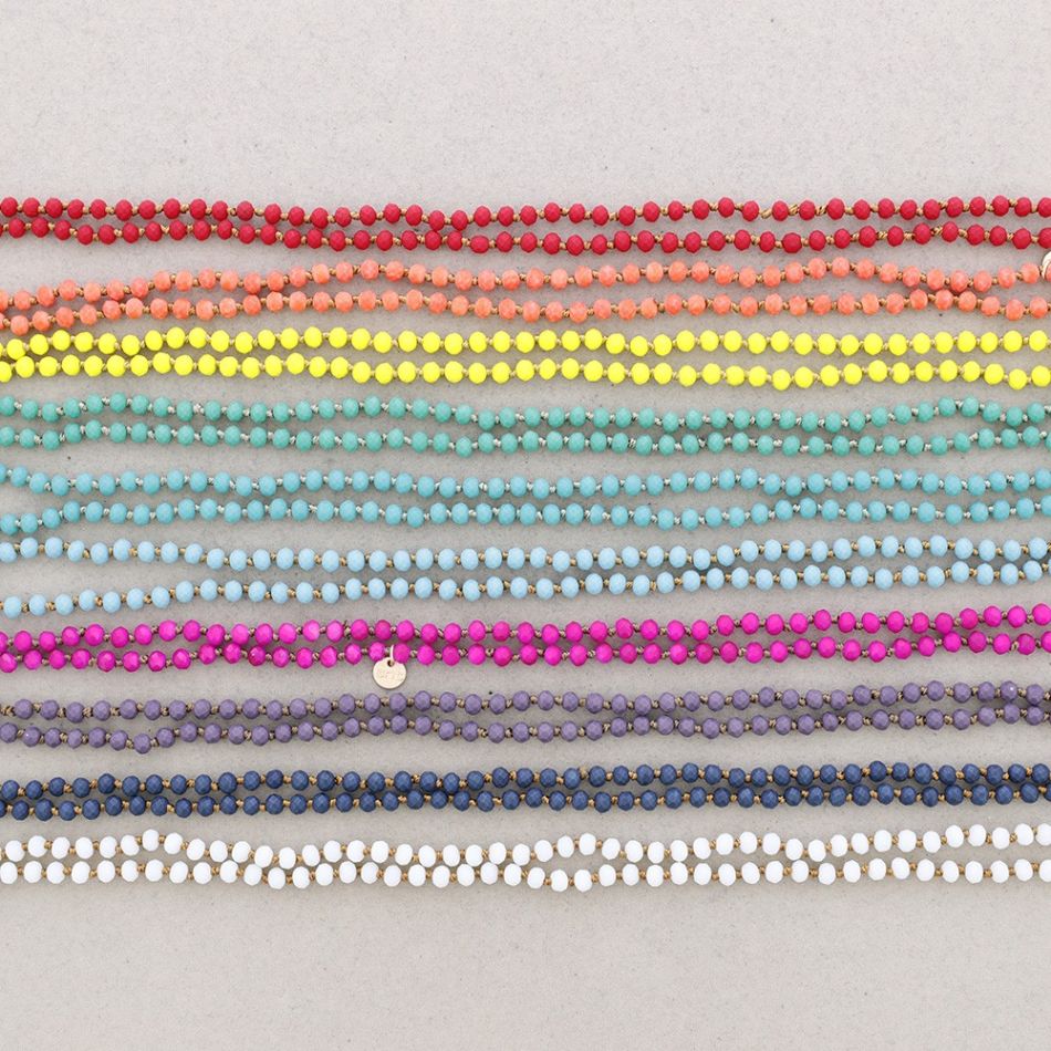 LONG NECKLACE KNOTS FACETED GLASS BALLS 1.5M*6MM*