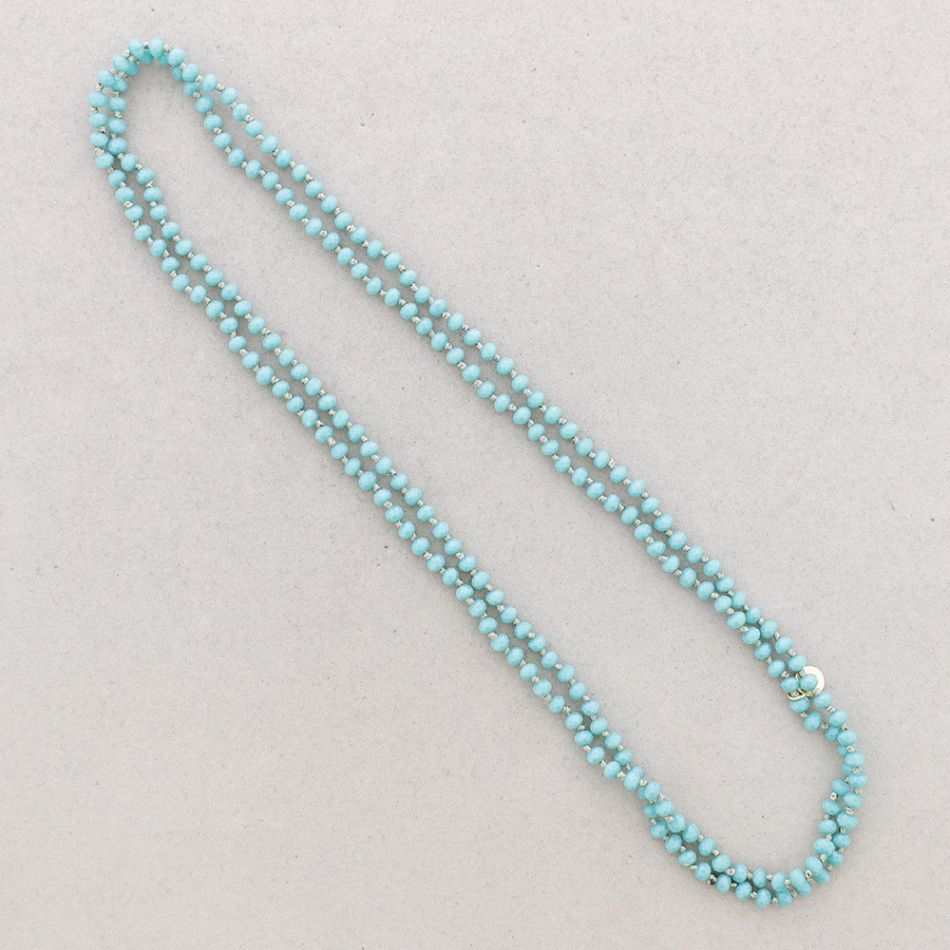 LONG NECKLACE KNOTS WITH FACETED CRYSTALS 1.5M*6MM