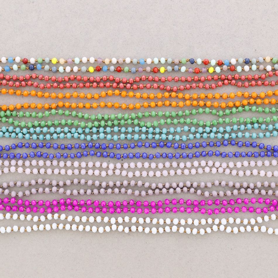 LONG NECKLACE KNOTS WITH FACETED CRYSTALS 1.5M*6MM