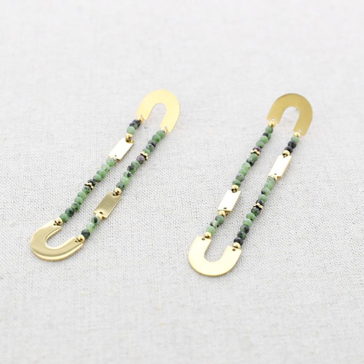 PENDIENTES ACERO ALARGADO CRISTALES