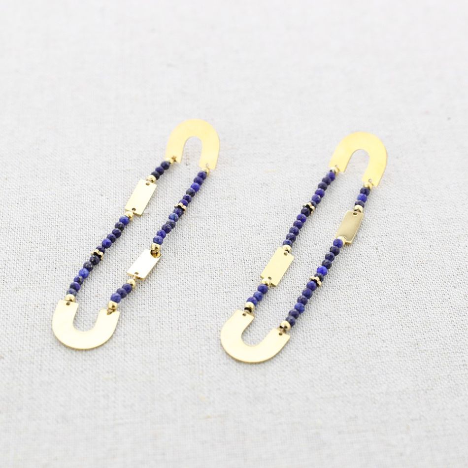 PENDIENTES ACERO ALARGADO CRISTALES