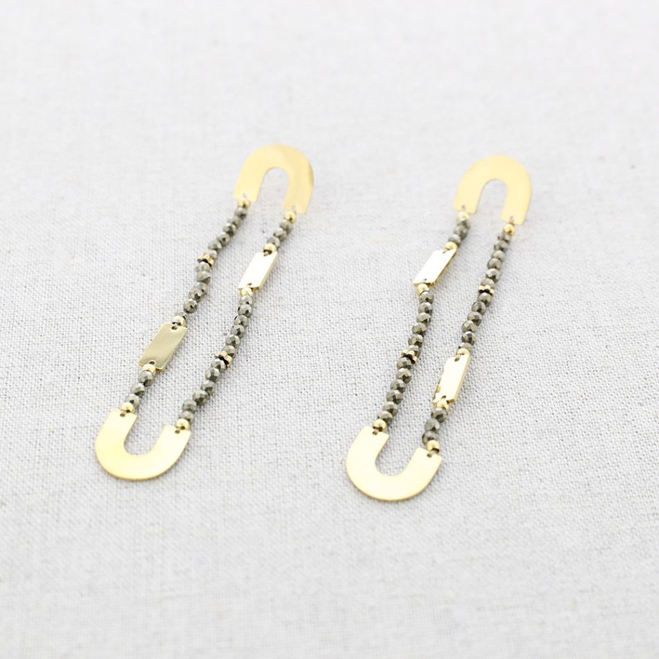 PENDIENTES ACERO ALARGADO CRISTALES