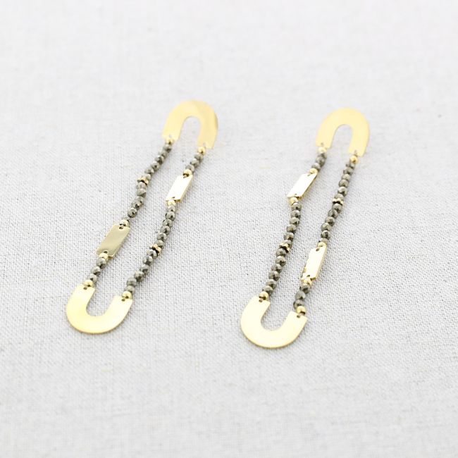 PENDIENTES ACERO ALARGADO CRISTALES