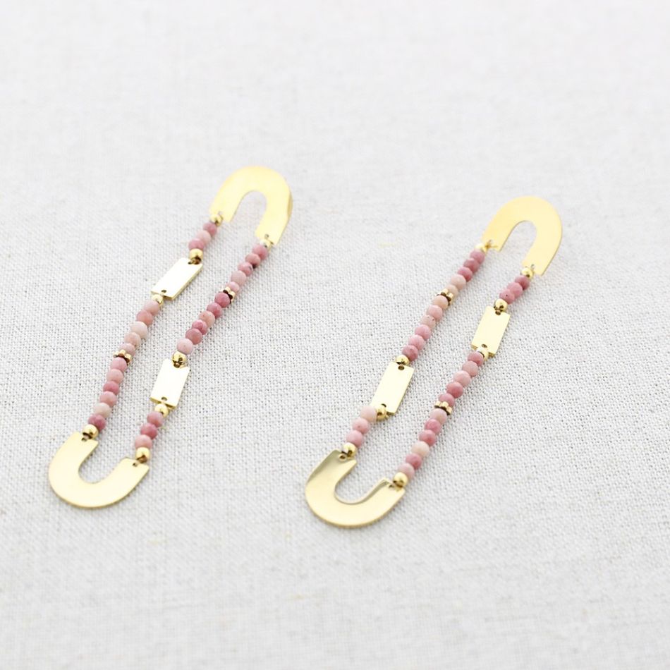 PENDIENTES ACERO ALARGADO CRISTALES