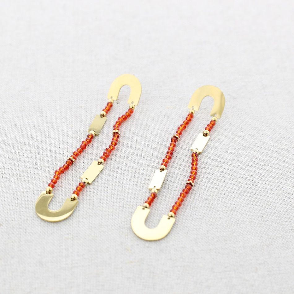 PENDIENTES ACERO ALARGADO CRISTALES