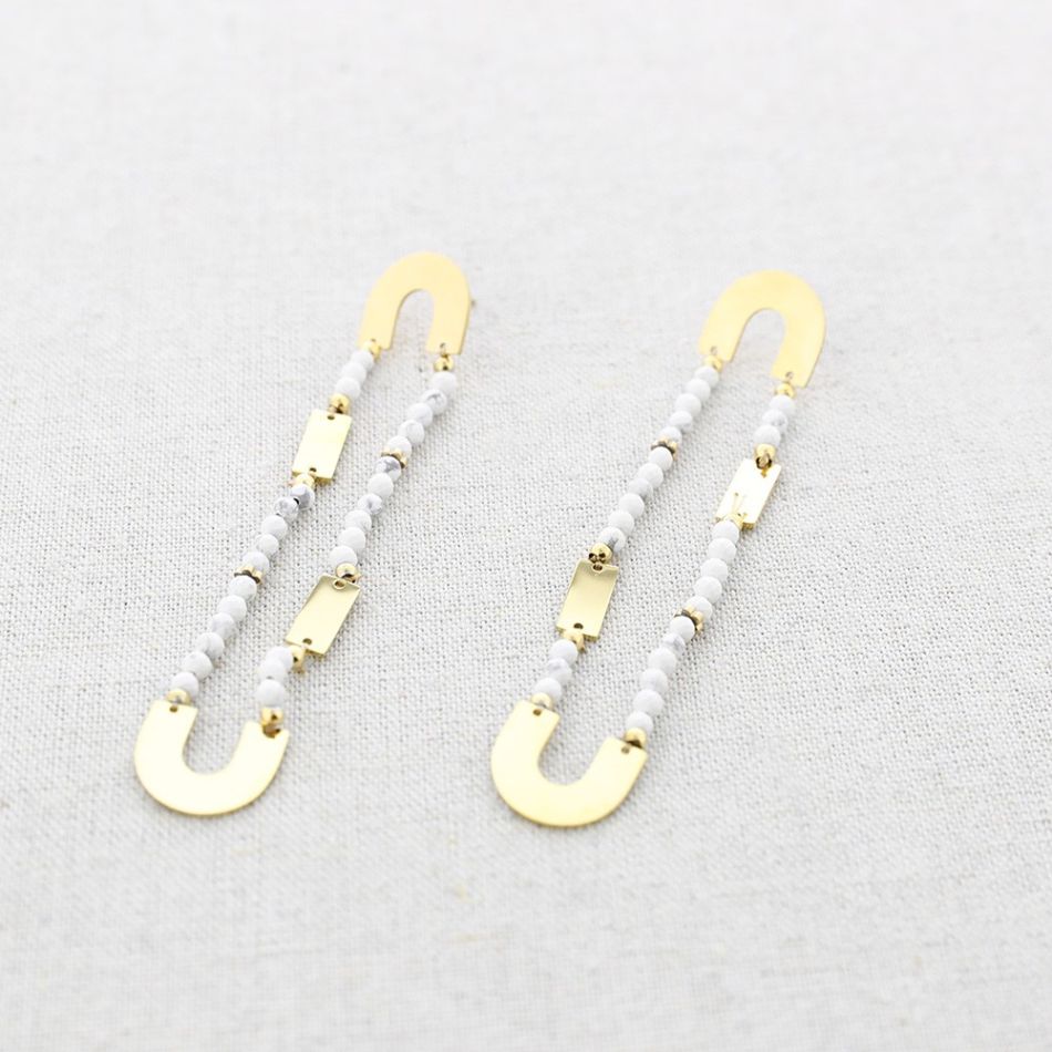 PENDIENTES ACERO ALARGADO CRISTALES