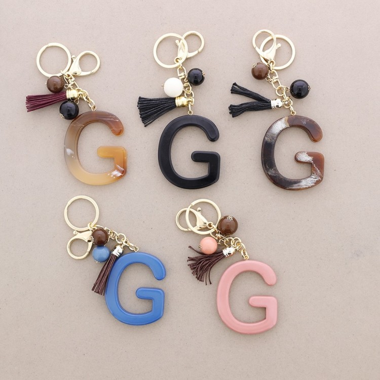 LLAVERO COLGANTE LETRA INICIAL G RESINA 2