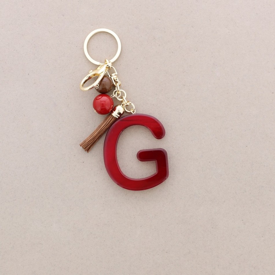 KEYCHAIN PENDANT INITIAL LETTER G RESIN