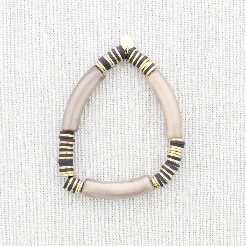 STEEL ELASTIC BRACELET WITH RESIN BEADS