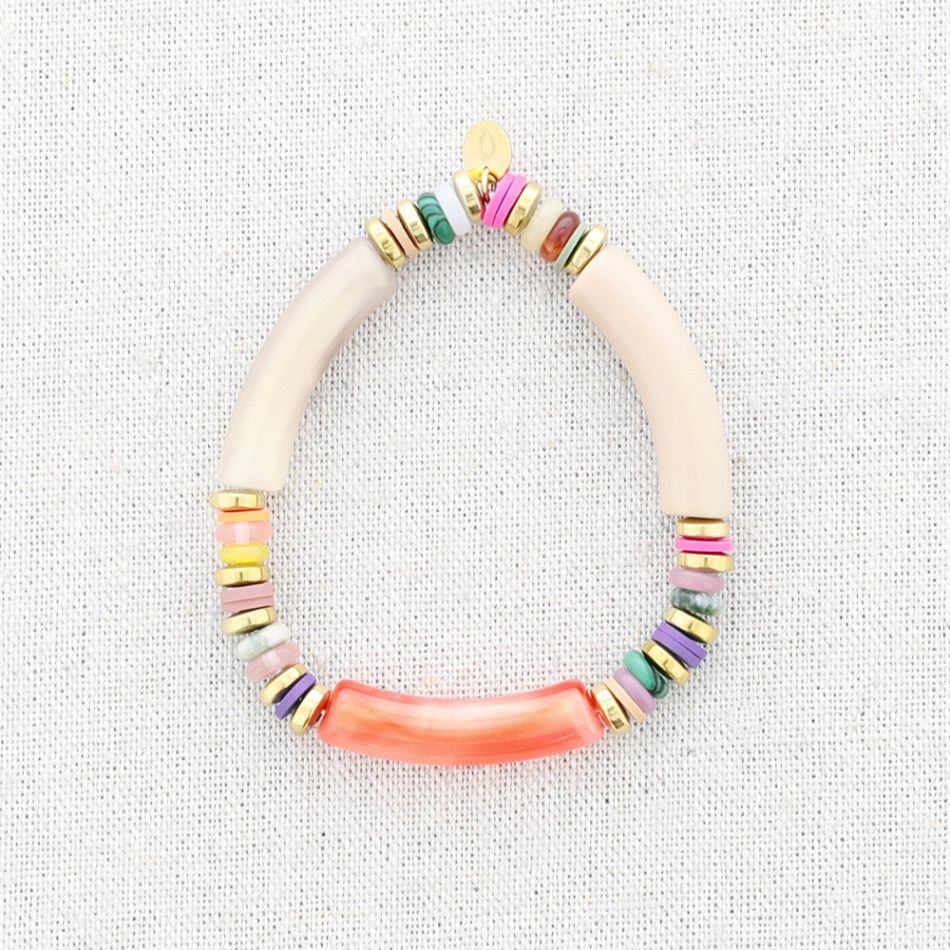 STEEL ELASTIC BRACELET WITH RESIN BEADS