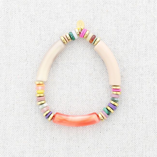 STEEL ELASTIC BRACELET WITH RESIN BEADS