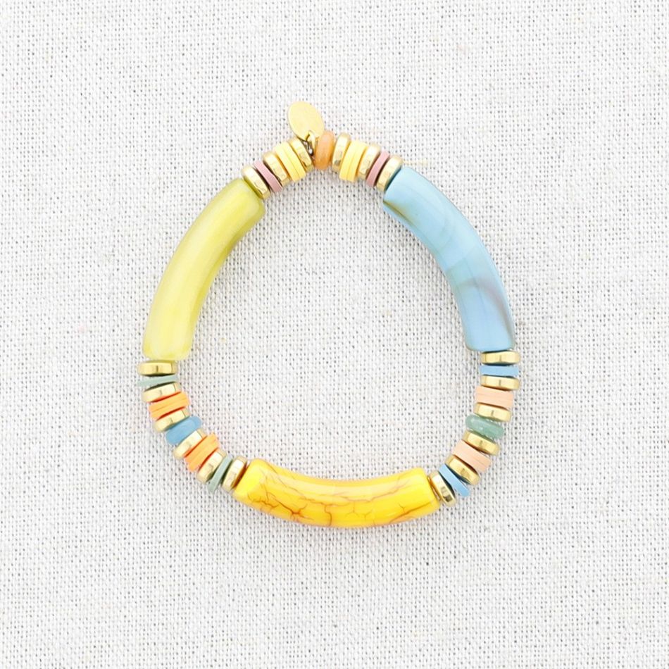 STEEL ELASTIC BRACELET WITH RESIN BEADS