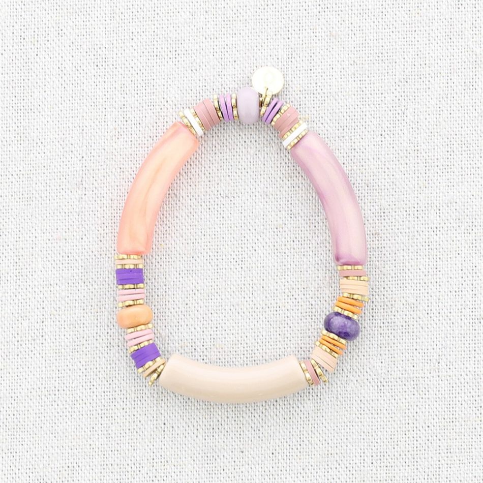 STEEL ELASTIC BRACELET WITH RESIN BEADS