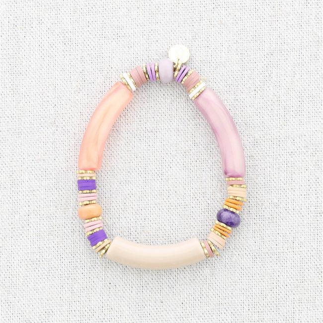STEEL ELASTIC BRACELET WITH RESIN BEADS