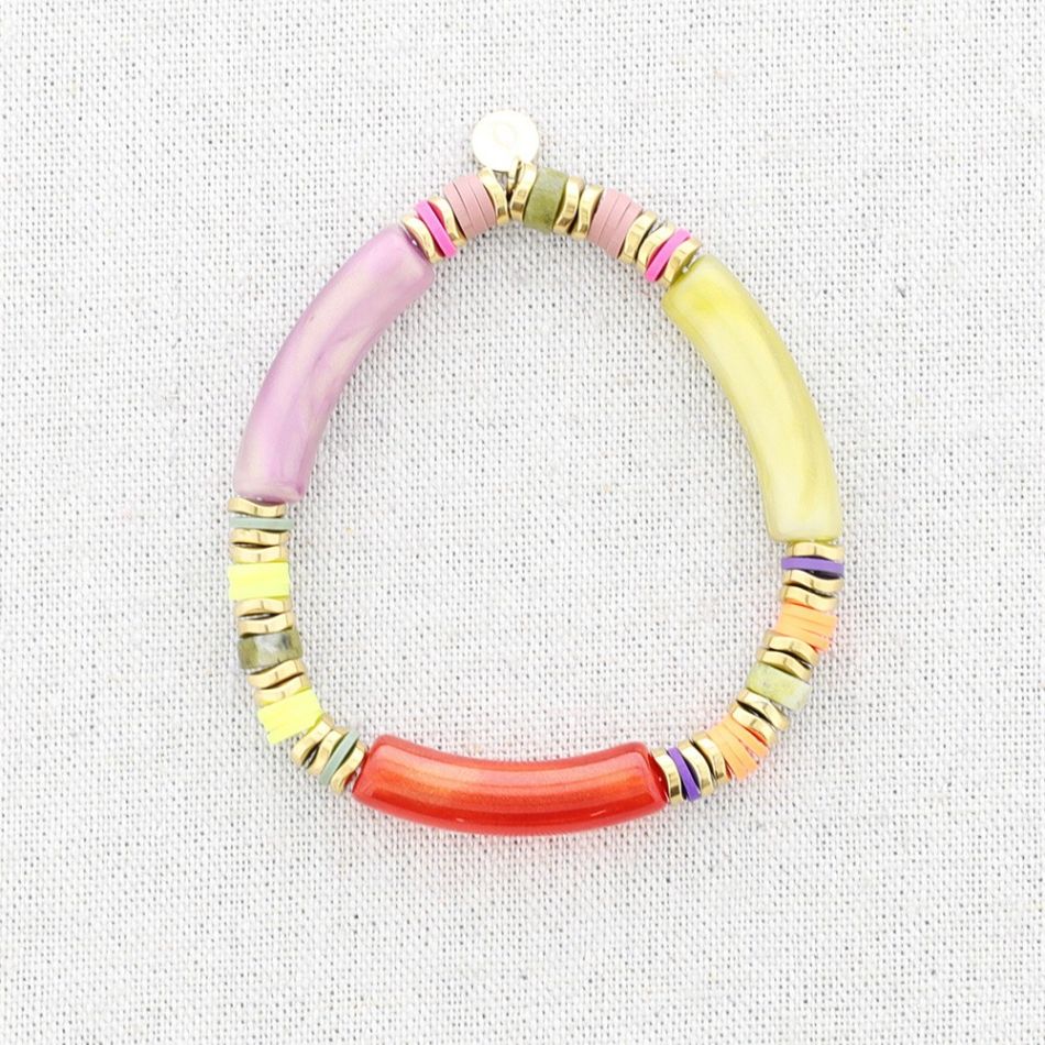 STEEL ELASTIC BRACELET WITH RESIN BEADS