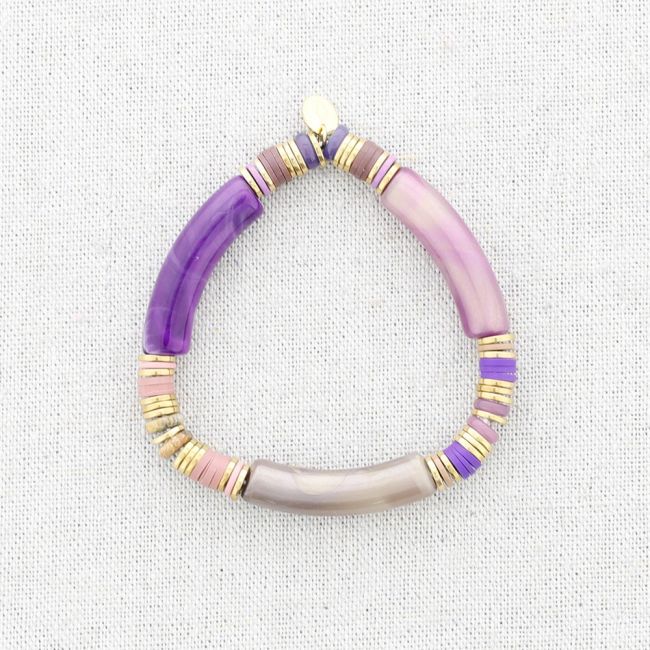 STEEL ELASTIC BRACELET WITH RESIN BEADS