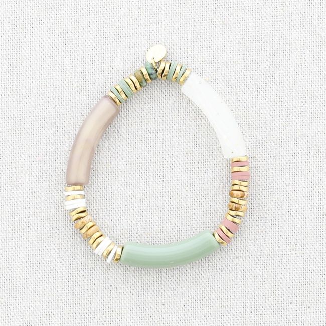 PULSERA ELÁSTICA ACERO CUENTAS RESINA