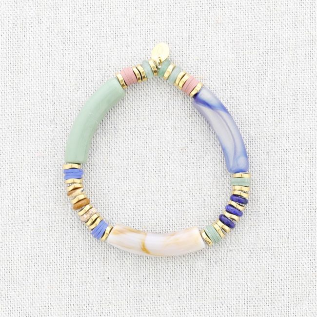 STEEL ELASTIC BRACELET WITH RESIN BEADS