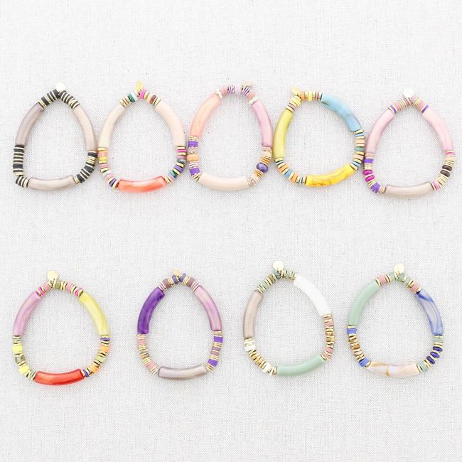 STEEL ELASTIC BRACELET WITH RESIN BEADS
