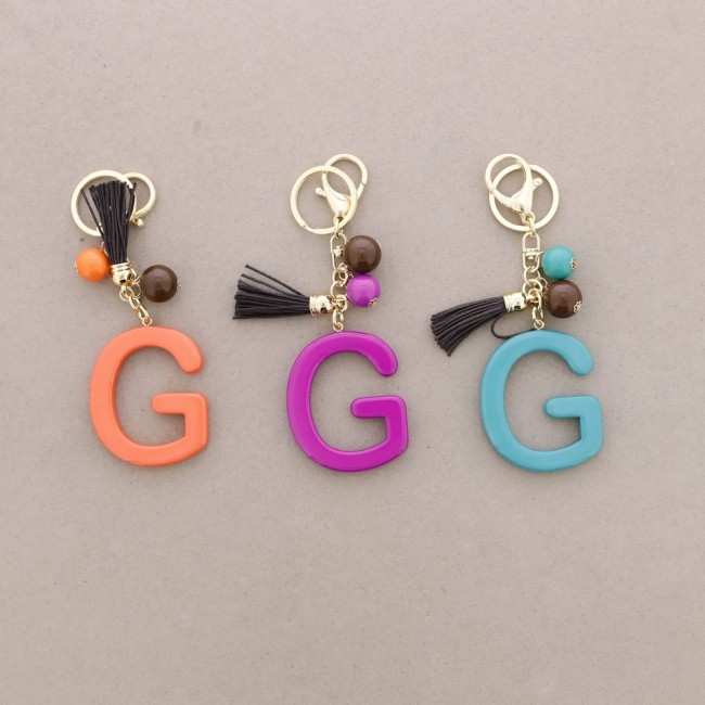 KEYCHAIN PENDANT INITIAL LETTER G RESIN