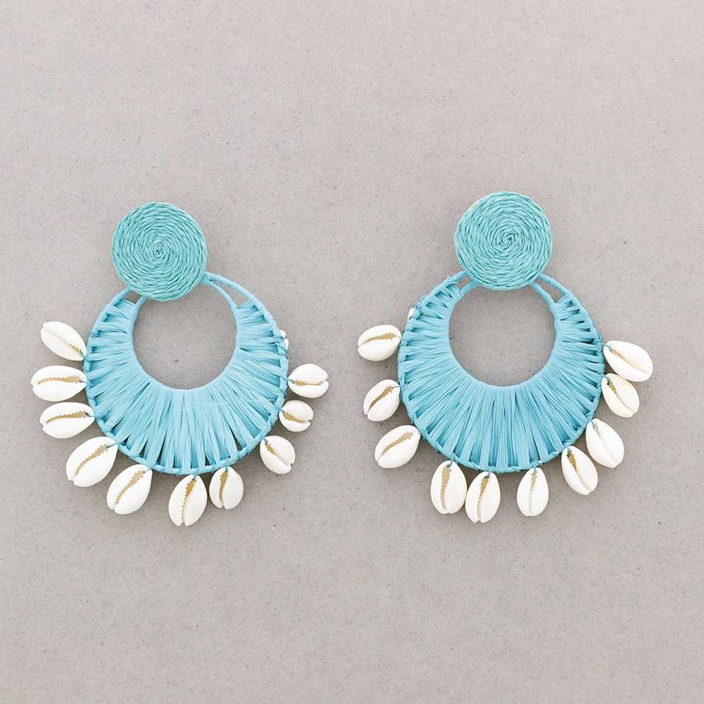 RAFFIA SHELL FAN EARRINGS