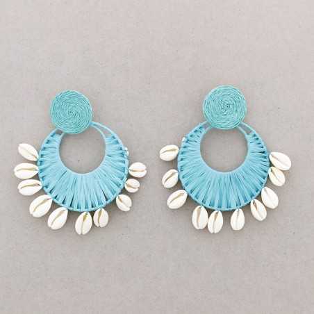 RAFFIA SHELL FAN EARRINGS