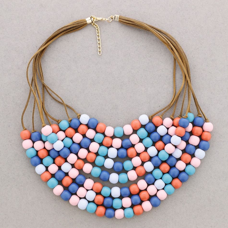WOODEN BALLS BIB NECKLACE