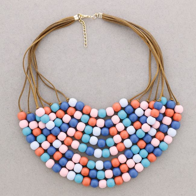 WOODEN BALLS BIB NECKLACE