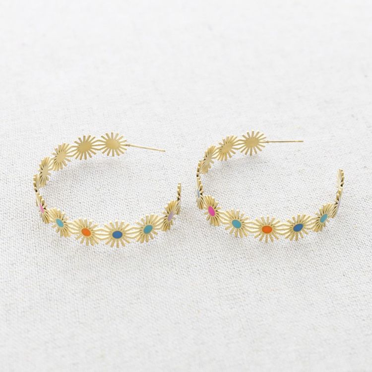 STEEL HOOP SOLES ENAMEL EARRINGS