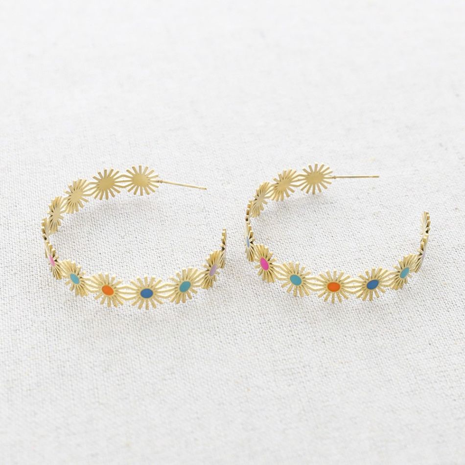 STEEL HOOP SOLES ENAMEL EARRINGS
