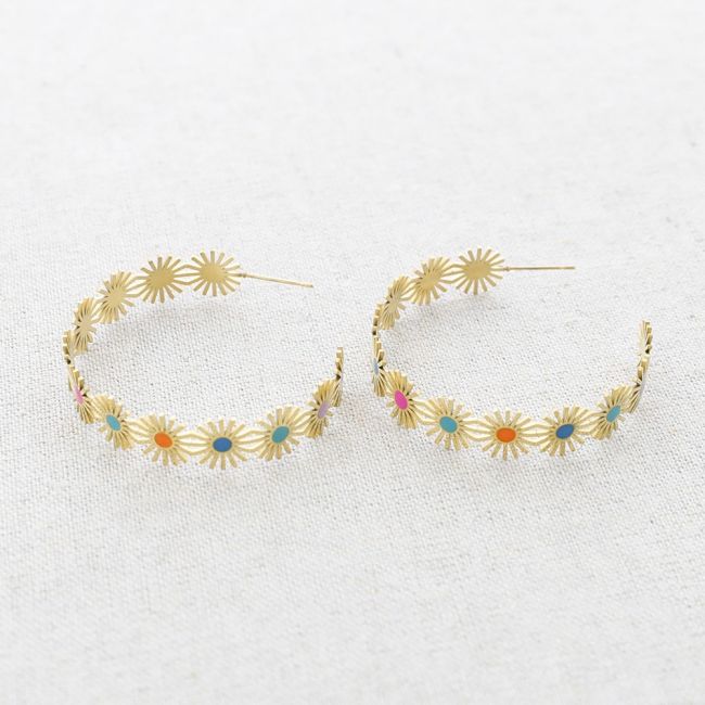 STEEL HOOP SOLES ENAMEL EARRINGS