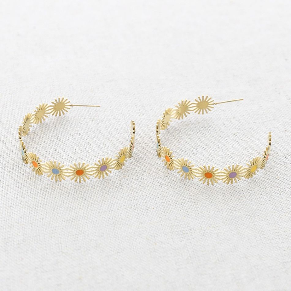 STEEL HOOP SOLES ENAMEL EARRINGS